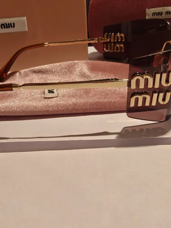 Miu Miu Women Sunglasses 54YS Brown Tinted Gold Frame - Picture 5 of 10